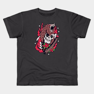 Colorful skull and bear Kids T-Shirt